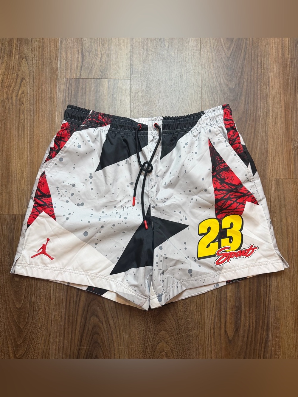 Nike Air Jordan Essentials Poolside Lined Shorts White Black Cement Men’s Large